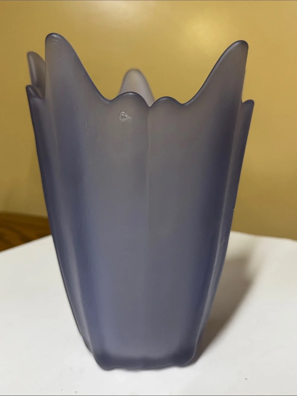 Viking Vase Five Finger Glass Frosted Satin Purple Lavender 7.5